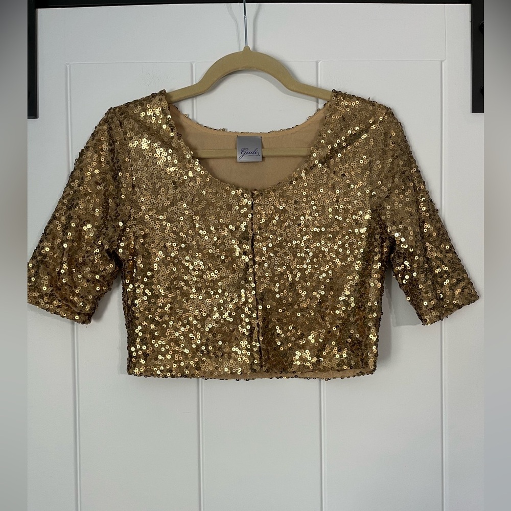 Gold Sequin Cropped Top
